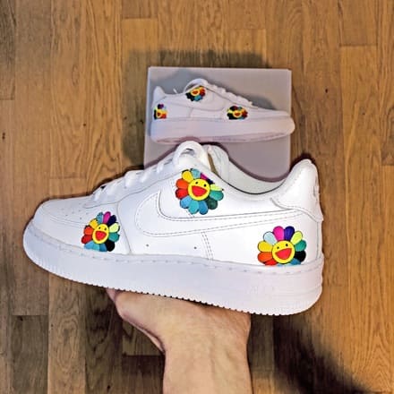 tritt kunst custom sneakers nike air force Murakami flower custom