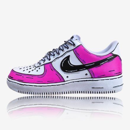 nike air force 1 hot pink cartoon, custom sneaker, custom sneakers