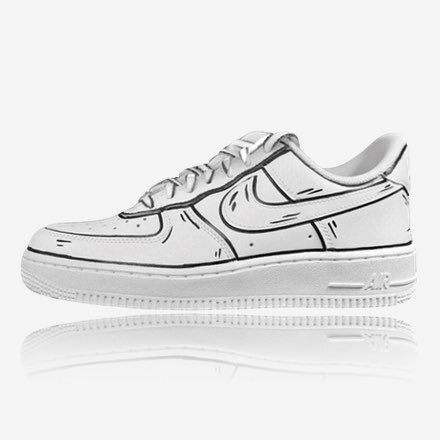 nike air force 1 af1 cartoon outline custom, trittkunst custom sneakers