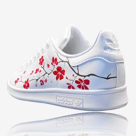 adidas stan smith japanische kirschblüten custom, trittkunst custom sneakers