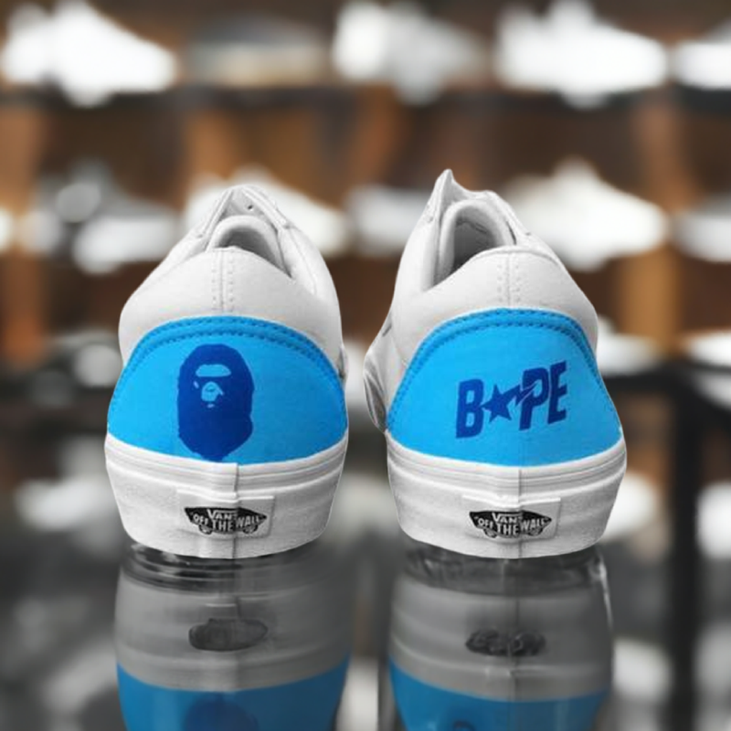 custom vans old skool blue bape camo