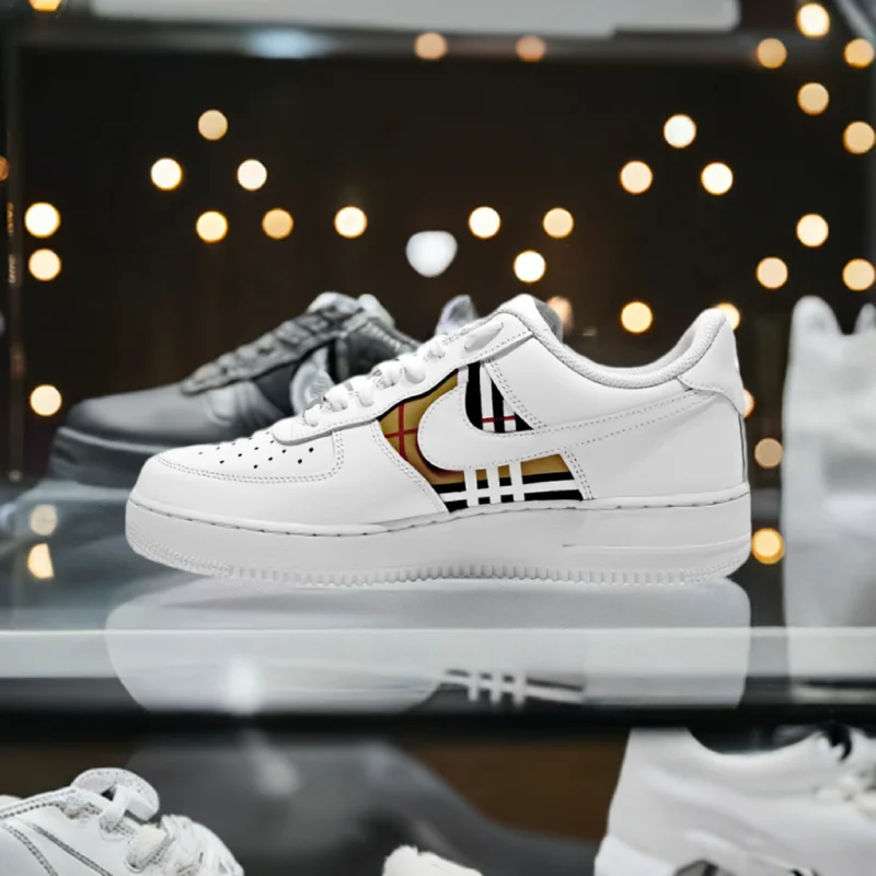 custom nike air force 1 burberry quarter