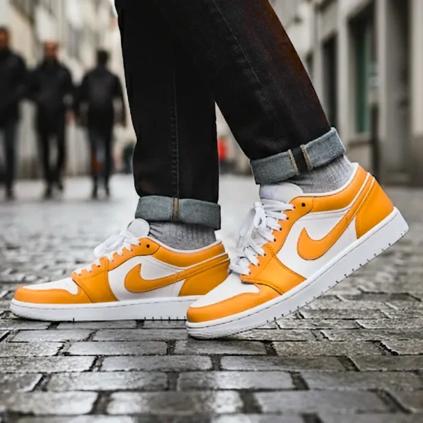 custom air jordan 1 low colorway orange