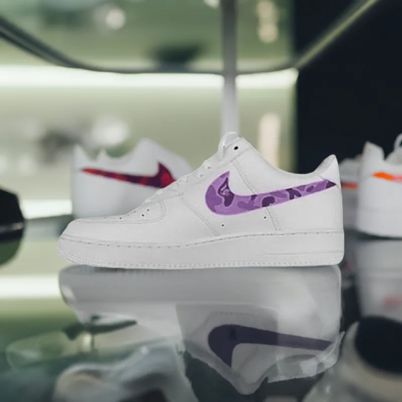 custom nike asir force purple bapa camo