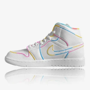 nike Air Jordan 1 mid rainbow outline custom, custom sneakers, custom sneaker, trittkunst gmbh