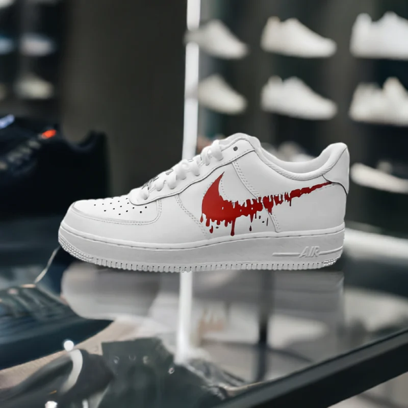 custom nike air force 1 blood drip swoosh