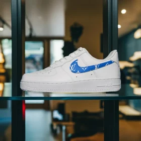 custom nike air force 1 blue lv swoosh