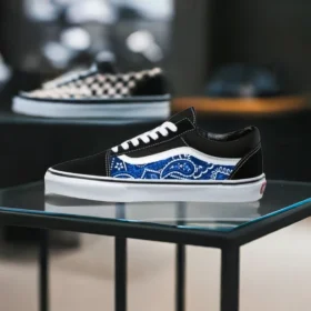 custom vans olkd skool blue bandana