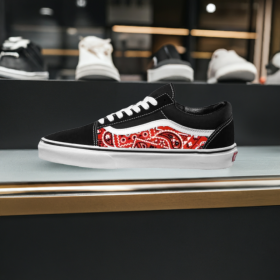 customs vans old skool red bandana