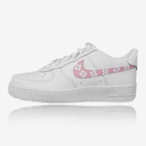 nike air force 1 pink flower custom, custom sneaker, custom sneakers