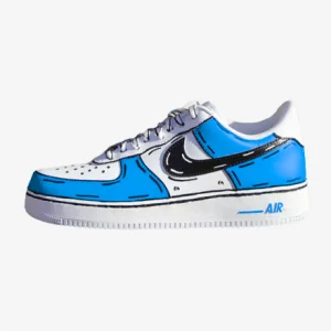 nike air force 1 blue cartoon, custom sneaker, custom sneakers