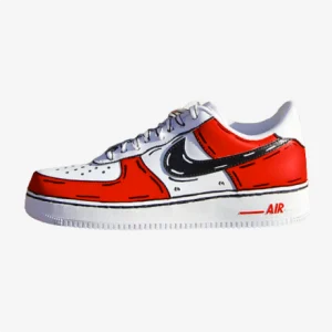 nike air force 1 red cartoon, custom sneaker, custom sneakers