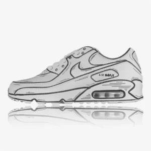 nike air max 90 cartoon outline custom, custom sneakers, custom sneaker,trittkunst gmbh