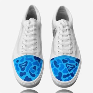 vans old skool blue bape custom, trittkunst custom sneakers