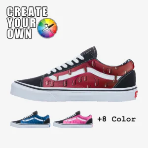 custom sneakers, vans old skool dripping custom
