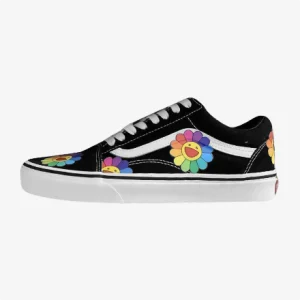 vans old skool murakami flower custom, trittkunst custom sneakers